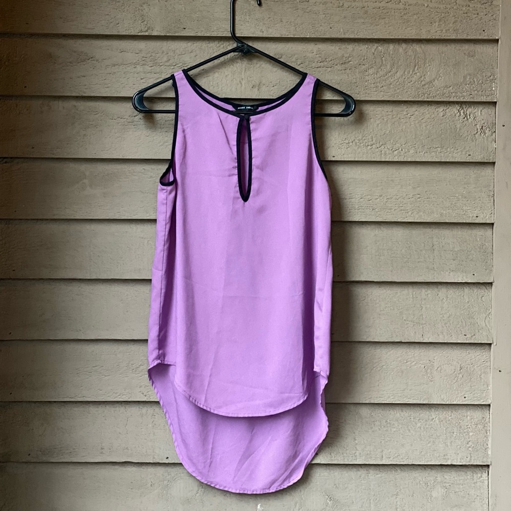 Naked Zebra Keyhole Silk Tank Top Blouse